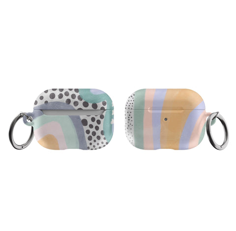 Aesthetic Abstract Pastel AirPods Case Air Pods Case Pretty Air Pod Pro Cover With Keychain Carabiner Clip Airpod 1 2 Cases Feat