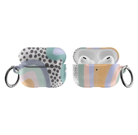 Aesthetic Abstract Pastel AirPods Case Air Pods Case Pretty Air Pod Pro Cover With Keychain Carabiner Clip Airpod 1 2 Cases
