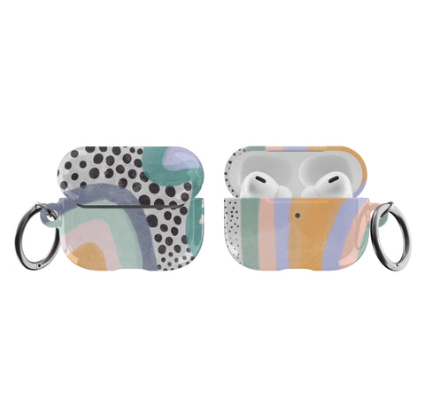 Aesthetic Abstract Pastel AirPods Case Air Pods Case Pretty Air Pod Pro Cover With Keychain Carabiner Clip Airpod 1 2 Cases