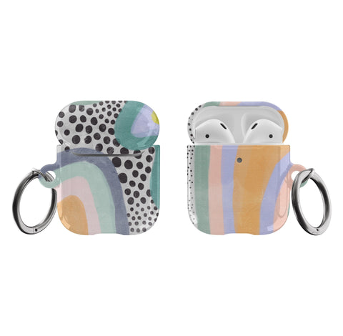 Aesthetic Abstract Pastel AirPods Case Air Pods Case Pretty Air Pod Pro Cover With Keychain Carabiner Clip Airpod 1 2 Cases