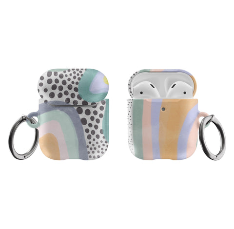 Aesthetic Abstract Pastel AirPods Case Air Pods Case Pretty Air Pod Pro Cover With Keychain Carabiner Clip Airpod 1 2 Cases