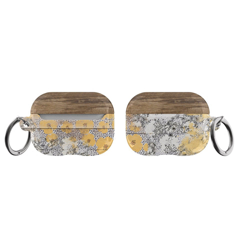 Rustic Chic Flowers & Wood Print AirPods Case Modern Air Pods Case Pretty Air Pod Pro Cover With Keychain Carabiner Clip Airpod 1 2 Cases Feat