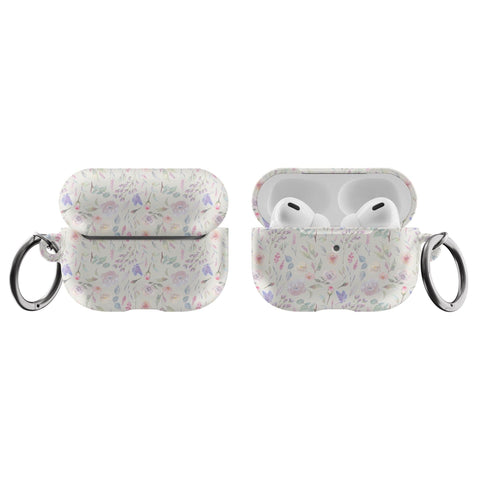 Aesthetic Pastel Watercolor Flowers Air Pods Case New Air Pod Pro Cover With Keychain Carabiner Clip Airpod 1 2 Cases