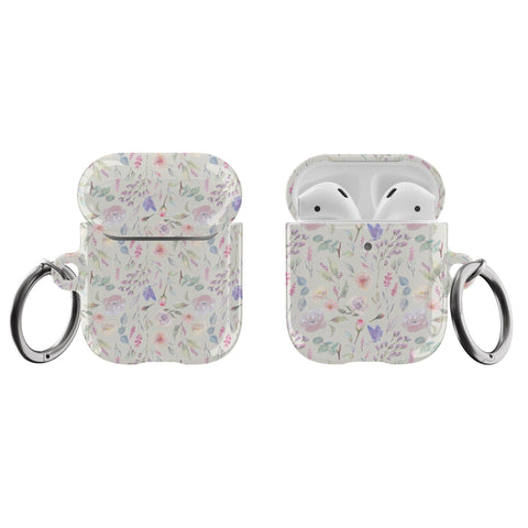 Aesthetic Pastel Watercolor Flowers Air Pods Case New Air Pod Pro Cover With Keychain Carabiner Clip Airpod 1 2 Cases