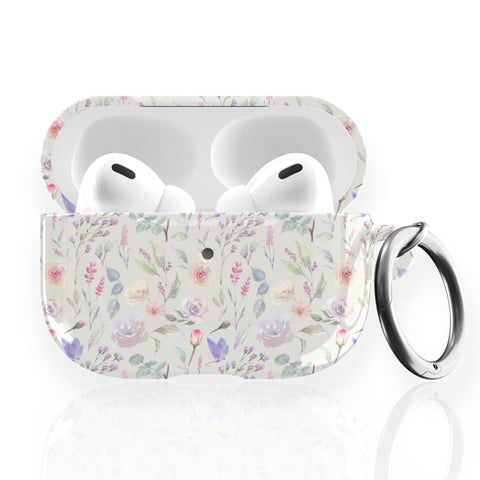 Aesthetic Pastel Watercolor Flowers Air Pods Case New Air Pod Pro Cover With Keychain Carabiner Clip Airpod 1 2 Cases Feat