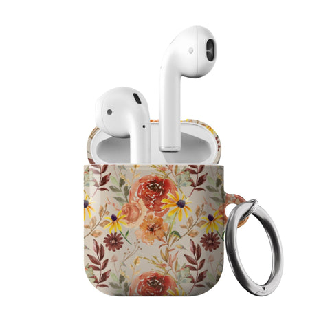 Fall Watercolor Flowers Air Pods Case New Air Pod Pro 2nd Gen Cover With Keychain Carabiner Clip Airpod 1 2 Cases With Cute Autumn Design Feat