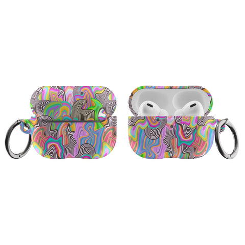 Drippy Melting Colors Air Pods Case New Air Pod Pro 2nd Gen Cover With Keychain Carabiner Clip Airpod 1 2 Cases Aesthetic Trippy Design