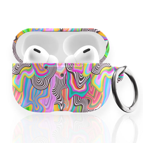 Drippy Melting Colors Air Pods Case New Air Pod Pro 2nd Gen Cover With Keychain Carabiner Clip Airpod 1 2 Cases Aesthetic Trippy Design Feat