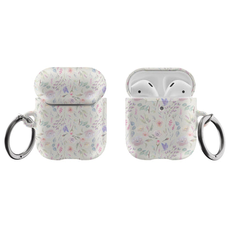 Aesthetic Pastel Watercolor Flowers Air Pods Case New Air Pod Pro Cover With Keychain Carabiner Clip Airpod 1 2 Cases