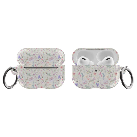 Aesthetic Pastel Watercolor Flowers Air Pods Case New Air Pod Pro Cover With Keychain Carabiner Clip Airpod 1 2 Cases