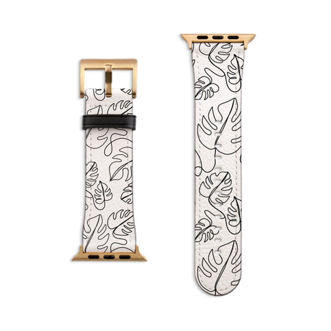 Monstera Leaf Outline Apple Watch Band For Women Cute iWatch Straps 38mm 41mm 40mm 42mm 44mm Series 6 7 SE 6 SE