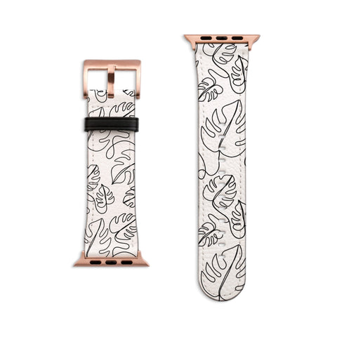 Monstera Leaf Outline Apple Watch Band For Women Cute iWatch Straps 38mm 41mm 40mm 42mm 44mm Series 6 7 SE 6 SE
