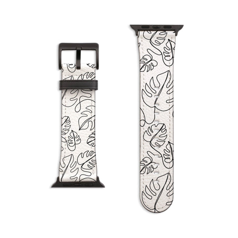 Monstera Leaf Outline Apple Watch Band For Women Cute iWatch Straps 38mm 41mm 40mm 42mm 44mm Series 6 7 SE 6 SE