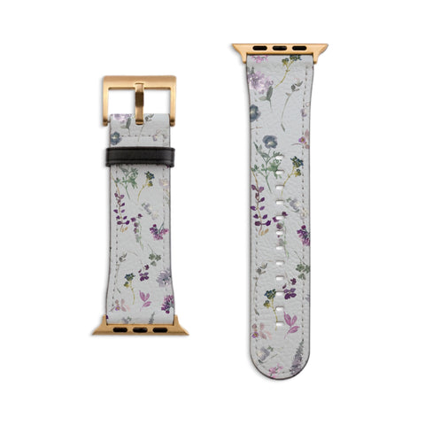 Purple Watercolor Wild Flowers Apple Watch Band For Women Cute iWatch Straps 38mm 41mm 40mm 42mm 44mm Series 6 7 SE 6 SE