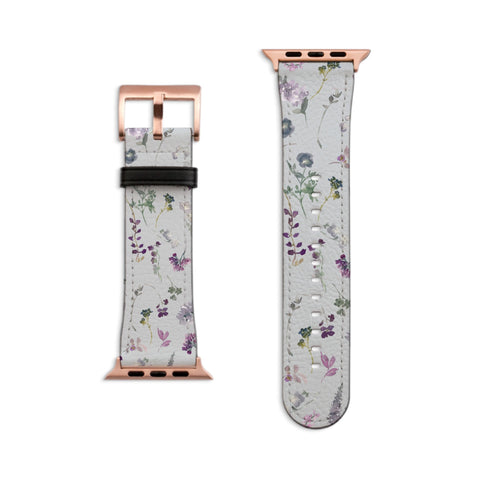 Purple Watercolor Wild Flowers Apple Watch Band For Women Cute iWatch Straps 38mm 41mm 40mm 42mm 44mm Series 6 7 SE 6 SE