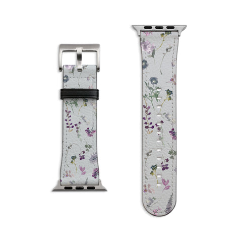 Purple Watercolor Wild Flowers Apple Watch Band For Women Cute iWatch Straps 38mm 41mm 40mm 42mm 44mm Series 6 7 SE 6 SE