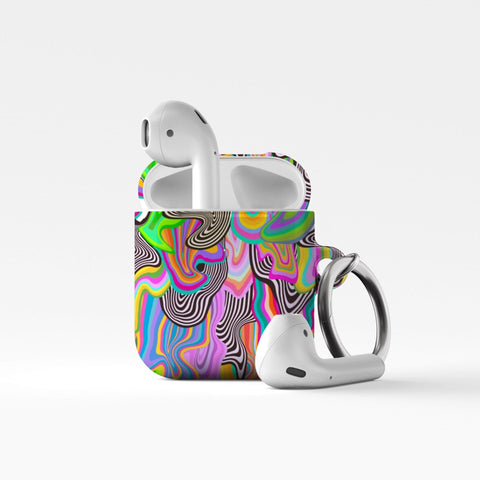 Drippy Melting Colors Air Pods Case New Air Pod Pro 2nd Gen Cover With Keychain Carabiner Clip Airpod 1 2 Cases Aesthetic Trippy Design Feat