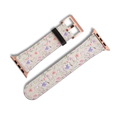 Pastel Watercolor Flowers Apple Watch Band For Women Cute iWatch Straps 38mm 41mm 40mm 42mm 44mm Series 6 7 SE 6 SE Feat
