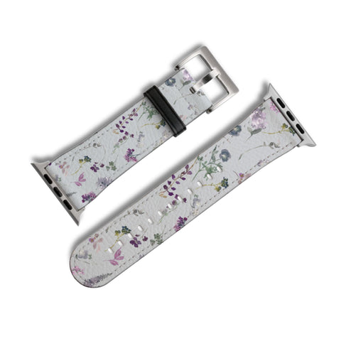 Purple Watercolor Wild Flowers Apple Watch Band For Women Cute iWatch Straps 38mm 41mm 40mm 42mm 44mm Series 6 7 SE 6 SE Feat