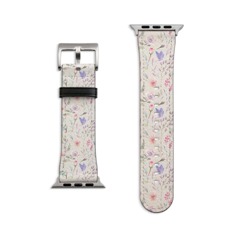 Pastel Watercolor Flowers Apple Watch Band For Women Cute iWatch Straps 38mm 41mm 40mm 42mm 44mm Series 6 7 SE 6 SE