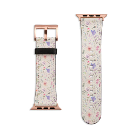 Pastel Watercolor Flowers Apple Watch Band For Women Cute iWatch Straps 38mm 41mm 40mm 42mm 44mm Series 6 7 SE 6 SE