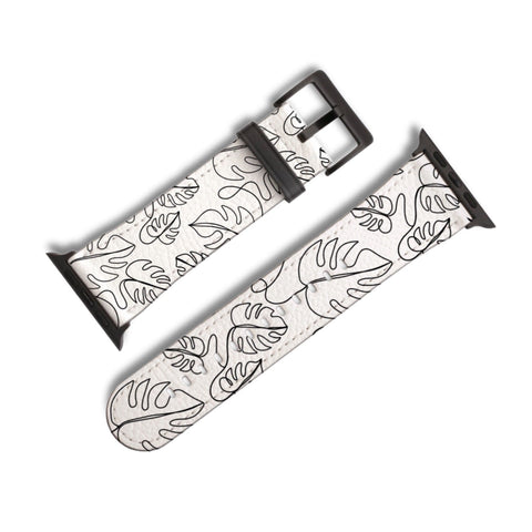 Monstera Leaf Outline Apple Watch Band For Women Cute iWatch Straps 38mm 41mm 40mm 42mm 44mm Series 6 7 SE 6 SE Feat