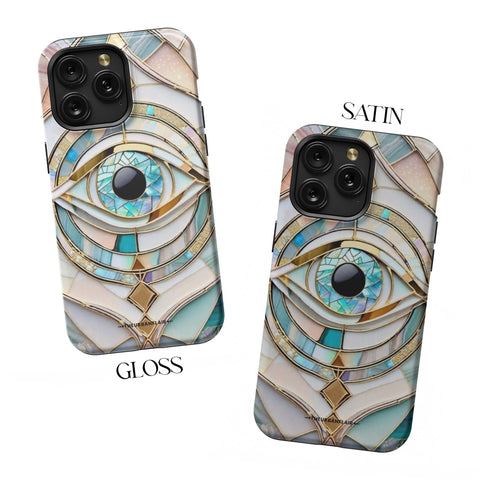 Mystic Eye Stained Glass Illusion Print Tough Phone Case For iPhone 15 14 13 Series (Mini, Plus, Pro Max) - On Sale! (Feat)