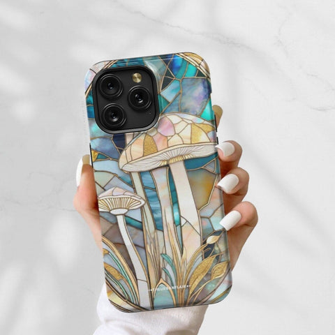 Mushroom Stained Glass Illusion Print Tough Phone Case For iPhone 15 14 13 (Mini, Plus, Pro Max) - On Sale! (Feat)