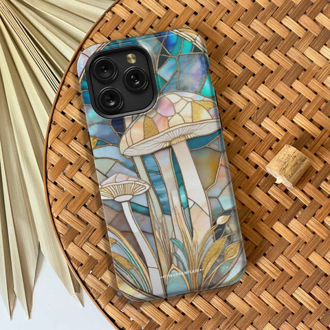 Mushroom Stained Glass Illusion Print Tough Phone Case For iPhone 15 14 13 (Mini, Plus, Pro Max) - On Sale! (Feat)