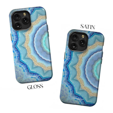 Blue Boho Tie Dye Tough Phone Case For iPhone 15 14 13 Series (Mini, Plus, Pro Max) -On Sale! (Feat)