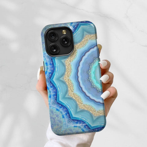 Blue Boho Tie Dye Tough Phone Case For iPhone 15 14 13 Series (Mini, Plus, Pro Max) -On Sale! (Feat)