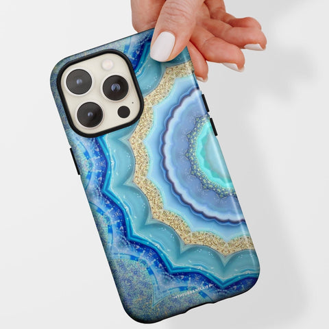 Blue Boho Tie Dye Tough Phone Case For iPhone 15 14 13 Series (Mini, Plus, Pro Max) -On Sale! (Feat)