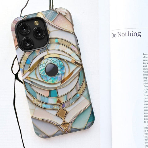 Mystic Eye Stained Glass Illusion Print Tough Phone Case For iPhone 15 14 13 Series (Mini, Plus, Pro Max) - On Sale! (Feat)