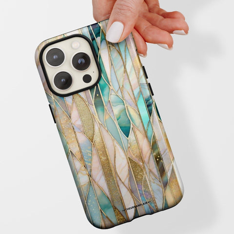 Abstract Stained Glass Illusion Print Tough Phone Case For iPhone 15 14 13 Series (Mini, Plus, Pro Max) - On Sale! (Feat)