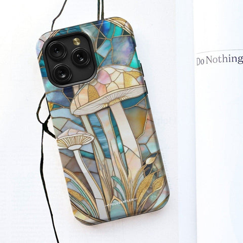 Mushroom Stained Glass Illusion Print Tough Phone Case For iPhone 15 14 13 (Mini, Plus, Pro Max) - On Sale! (Feat)