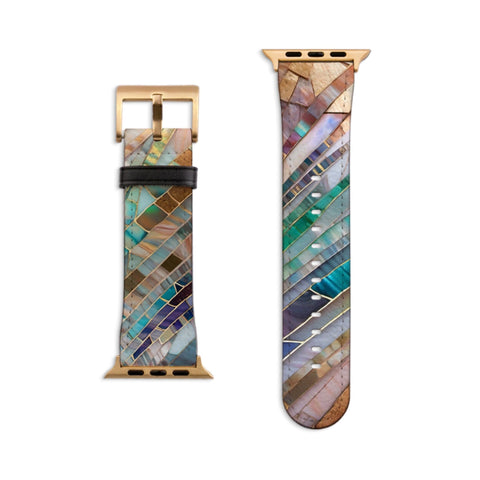 Aesthetic Stained Glass Illusion Apple Watch Band - Vegan Leather Strap With Unique Design- On Sale!