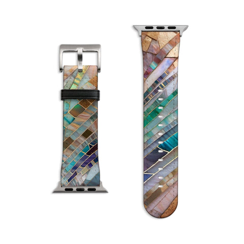 Aesthetic Stained Glass Illusion Apple Watch Band - Vegan Leather Strap With Unique Design- On Sale!