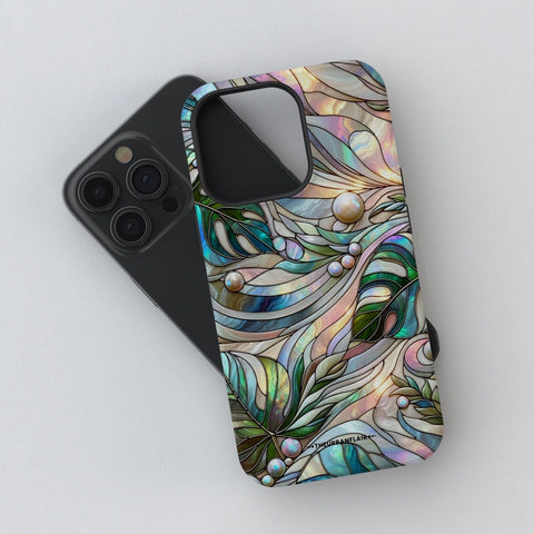 Monstera Leaves Stained Glass Illusion Print Tough Phone Case For iPhone 15 14 13 (Mini, Plus, Pro Max) - On Sale! (Feat)