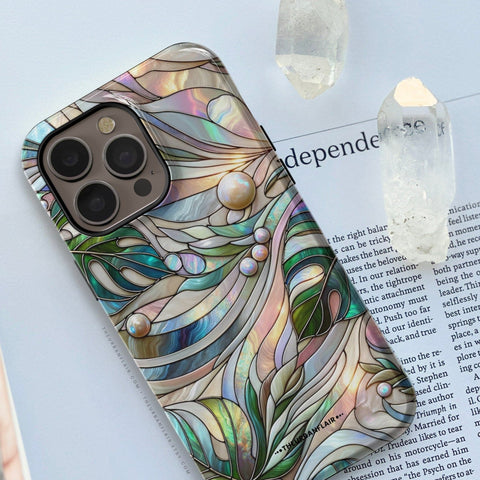 Monstera Leaves Stained Glass Illusion Print Tough Phone Case For iPhone 15 14 13 (Mini, Plus, Pro Max) - On Sale! (Feat)