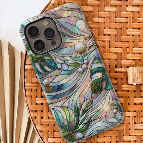 Monstera Leaves Stained Glass Illusion Print Tough Phone Case For iPhone 15 14 13 (Mini, Plus, Pro Max) - On Sale! (Feat)