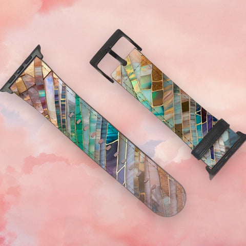 Aesthetic Stained Glass Illusion Apple Watch Band - Vegan Leather Strap With Unique Design- On Sale! (Feat)