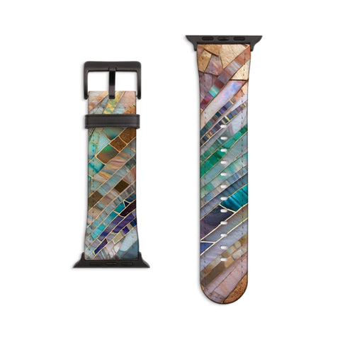 Aesthetic Stained Glass Illusion Apple Watch Band - Vegan Leather Strap With Unique Design- On Sale!