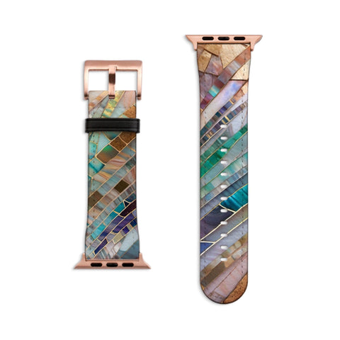 Aesthetic Stained Glass Illusion Apple Watch Band - Vegan Leather Strap With Unique Design- On Sale!