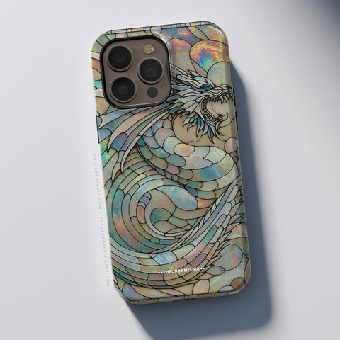 Year of the Dragon Stained Glass Illusion Print Tough Phone Case For iPhone 15 14 13 12 7 8 SE 2022 Galaxy S23 S22  - On Sale! (Feat)