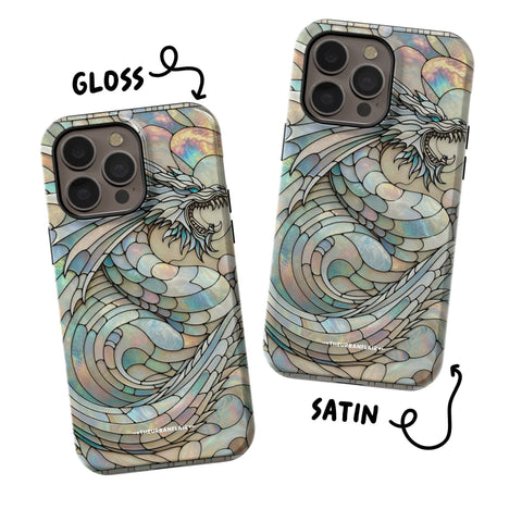 Year of the Dragon Stained Glass Illusion Print Tough Phone Case For iPhone 15 14 13 12 7 8 SE 2022 Galaxy S23 S22  - On Sale! (Feat)