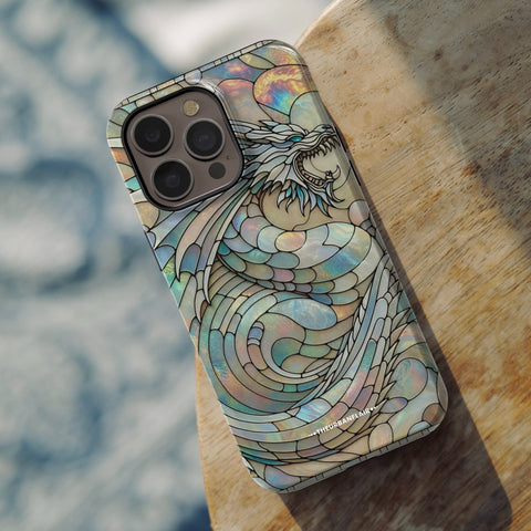 Year of the Dragon Stained Glass Illusion Print Tough Phone Case For iPhone 15 14 13 12 7 8 SE 2022 Galaxy S23 S22  - On Sale! (Feat)