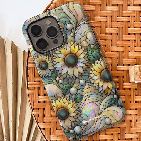 Cute Sunflowers Stained Glass Illusion Print Tough Phone Case For iPhone 15 14 13 12 11 X XS X 7 8 SE 2022 Protective Cover - On Sale! (Feat)