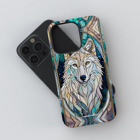 Mystic Wolf Spirit Animal Stained Glass Illusion Print Tough Phone Case For iPhone 15 14 13 12 11 X XS X 7 8 SE 2022 Protective Cover - On Sale! (Feat)