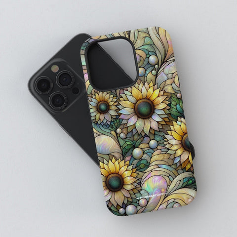 Cute Sunflowers Stained Glass Illusion Print Tough Phone Case For iPhone 15 14 13 12 11 X XS X 7 8 SE 2022 Protective Cover - On Sale! (Feat)