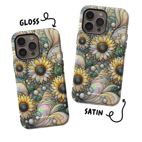 Cute Sunflowers Stained Glass Illusion Print Tough Phone Case For iPhone 15 14 13 12 11 X XS X 7 8 SE 2022 Protective Cover - On Sale! (Feat)